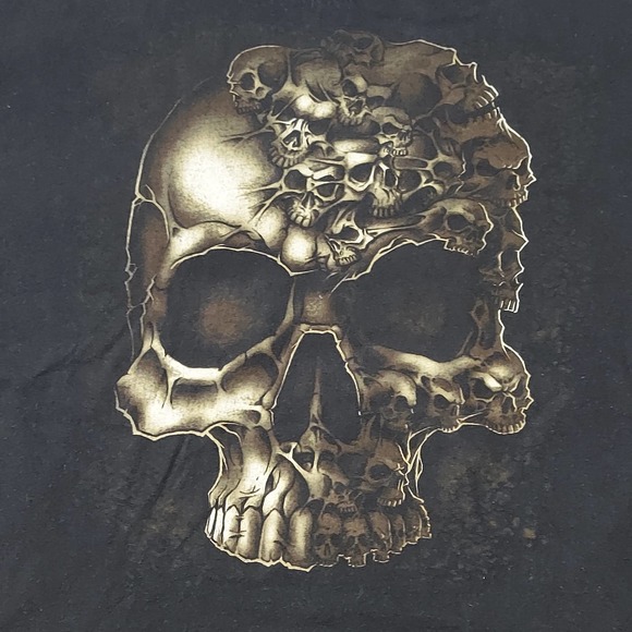 Graphic T-Shirt Mens XL Skulls Within A Skull Black Short Sleeve Shirt - Picture 1 of 5